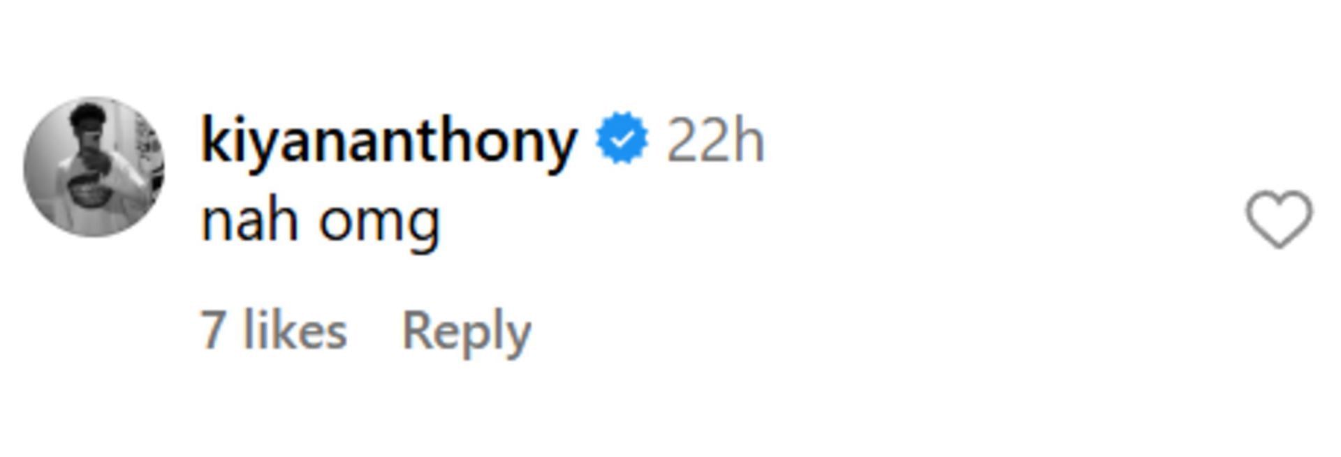 Kiyan Anthony reacts to Long Island Lutheran teammate Dylan Mingo';s Nike EYBL Session II performance (source: IG/ sportscenternext)